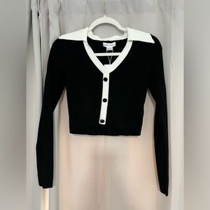 NWT Urban Revivo black sweater with white piping
